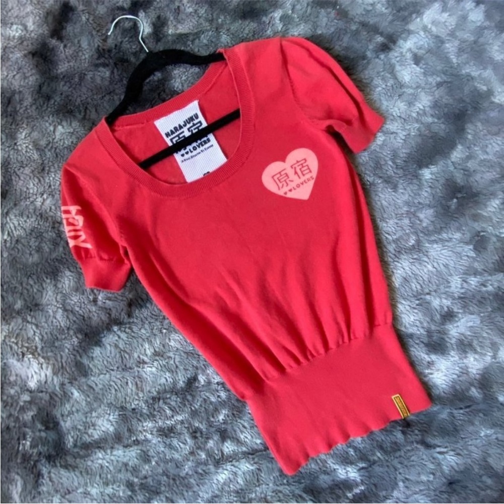 Harajuku Lovers Red Graphic Short Sleeve Top